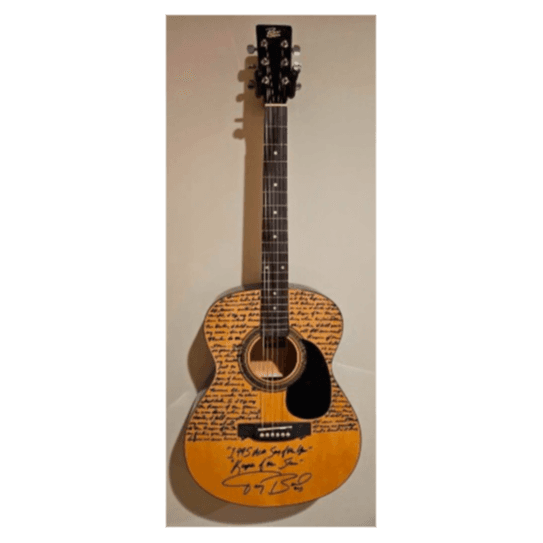 Tracy Bird Signed Rogue Guitar with Lyrics to Keeper of the Stars