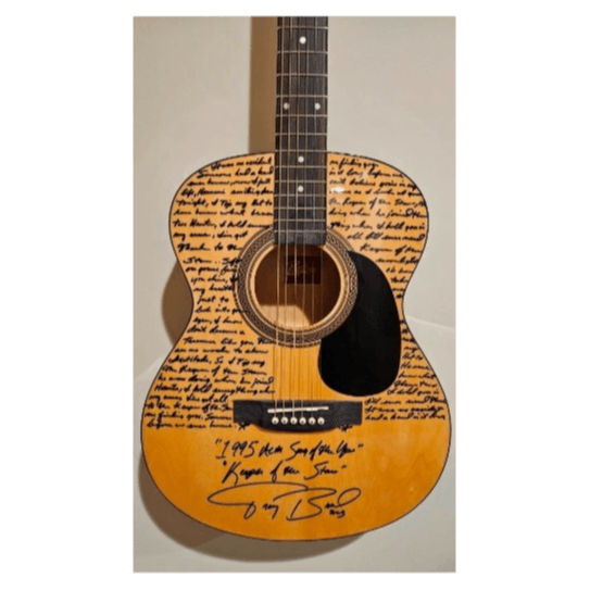 Tracy Bird Signed Rogue Guitar with Lyrics to Keeper of the Stars